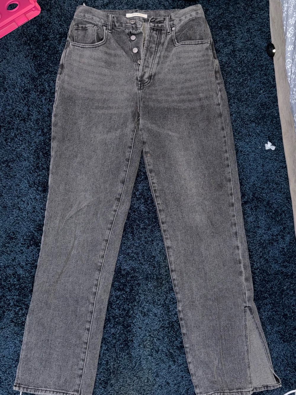 PacSun Women's Straight Leg Gray Jeans with Button Fly